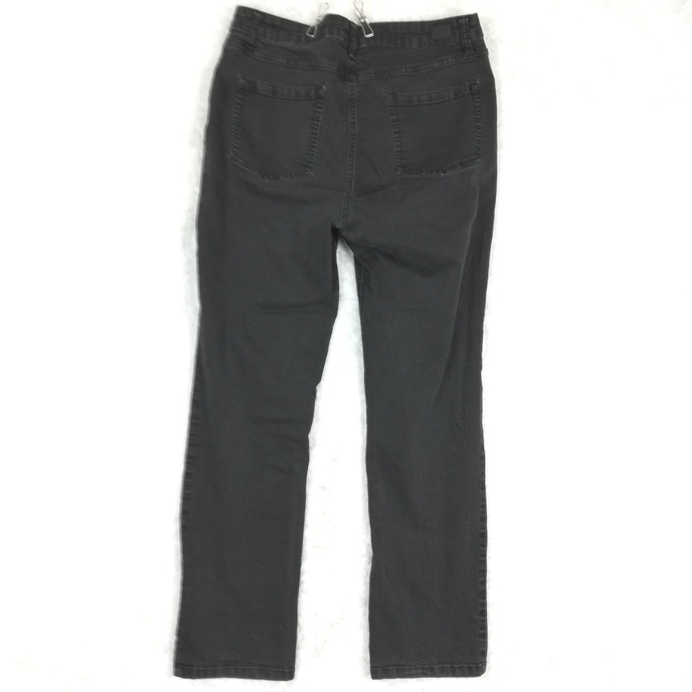 Jones New York Womens Jeans Lexington Straight Leg Black Wash Denim High Rise 14